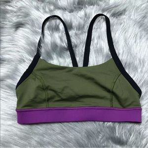 Lululemon Rise And Shine Sports Bra Size 4 Green Purple Black